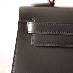 Kelly 28 Black Box Leather Black Hardware