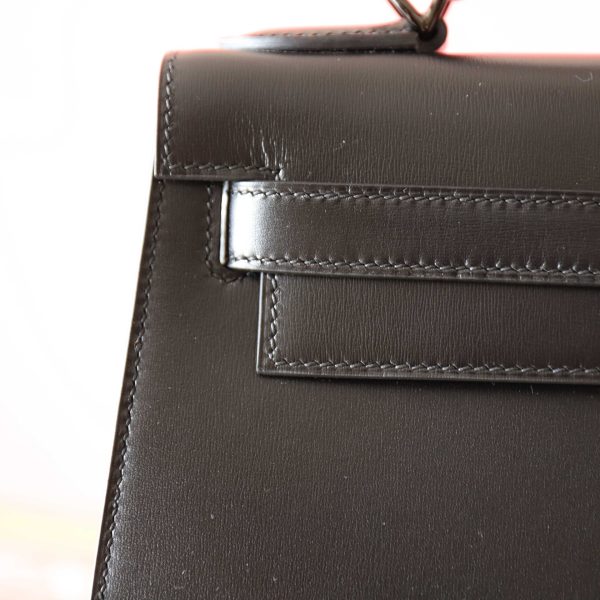 Kelly 28 Black Box Leather Black Hardware