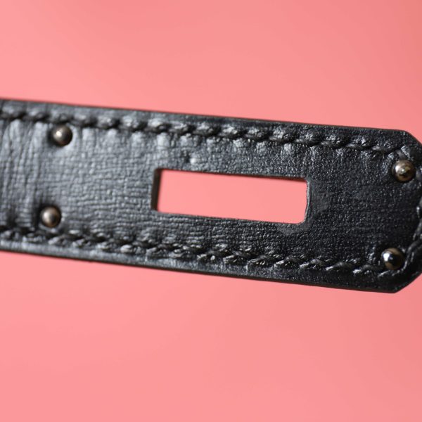 Kelly 28 Black Box Leather Black Hardware