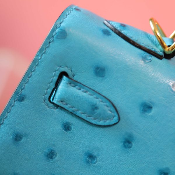 Kelly 25 Crystal Blue Ostrich GHW