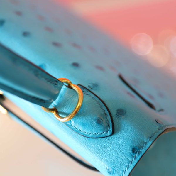 Kelly 25 Crystal Blue Ostrich GHW