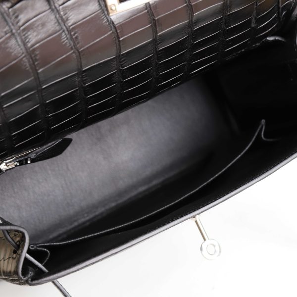 Kelly 25 Noir Matte Alligator PHW