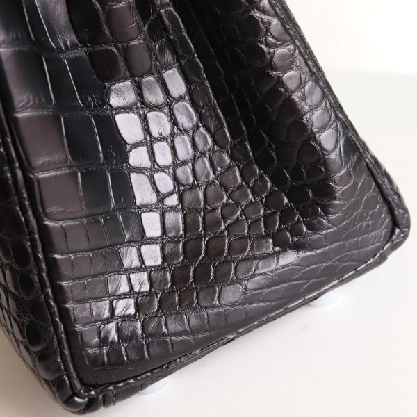 Kelly 25 Noir Matte Alligator PHW