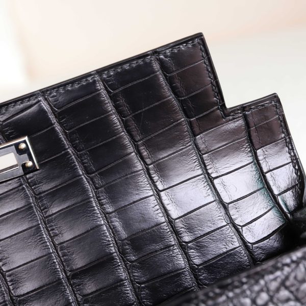 Kelly 25 Noir Matte Alligator PHW