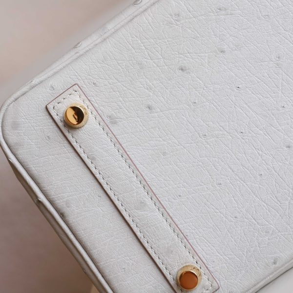 BK25 Pearl Grey Ostrich GHW - BK