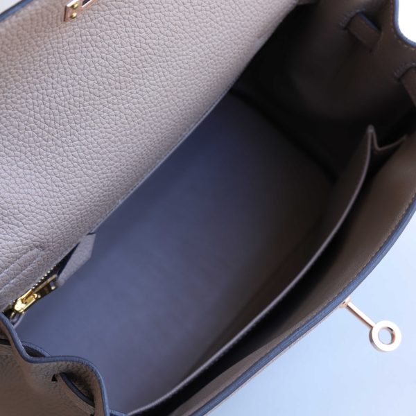 Kelly 25 Gris Asphalt Togo Rose Gold Hardware