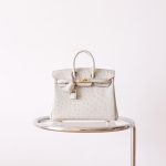 BK25 Pearl Grey Ostrich GHW - BK