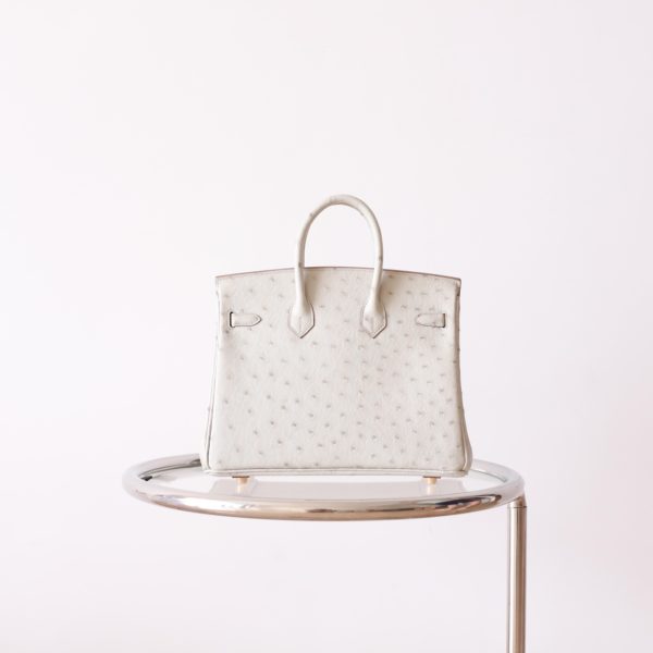 BK25 Pearl Grey Ostrich GHW - BK