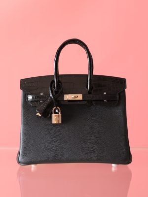 BK25 Touch Noir Shiny Niloticus And Togo Leather Rose Gold Hardware - BK