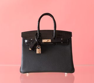 BK25 Touch Noir Shiny Niloticus And Togo Leather Rose Gold Hardware - BK