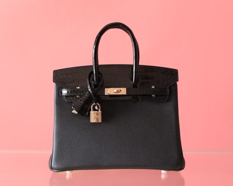 BK25 Touch Noir Shiny Niloticus And Togo Leather Rose Gold Hardware - BK