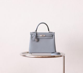 Kelly 25 Blue Lin Togo PHW