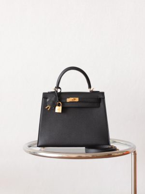 Kelly 25 Noir Epsom GHW