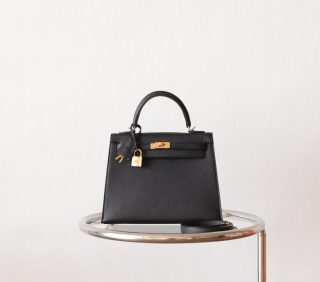 Kelly 25 Noir Epsom GHW