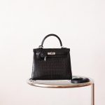 Kelly 25 Noir Matte Alligator PHW