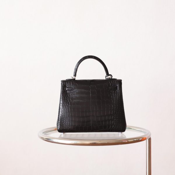 Kelly 25 Noir Matte Alligator PHW