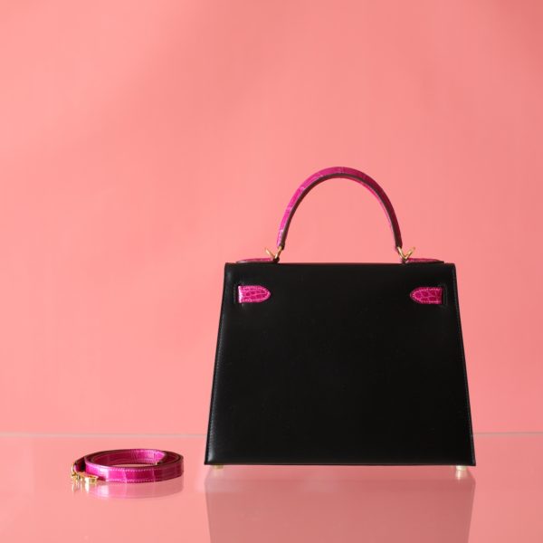 Kelly 28 Black Box Leather And  Rose Sheherazade Niloticus GHW