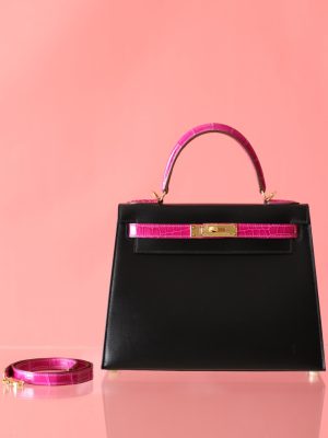 Kelly 28 Black Box Leather And  Rose Sheherazade Niloticus GHW