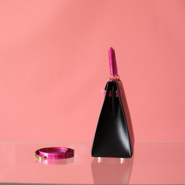 Kelly 28 Black Box Leather And  Rose Sheherazade Niloticus GHW