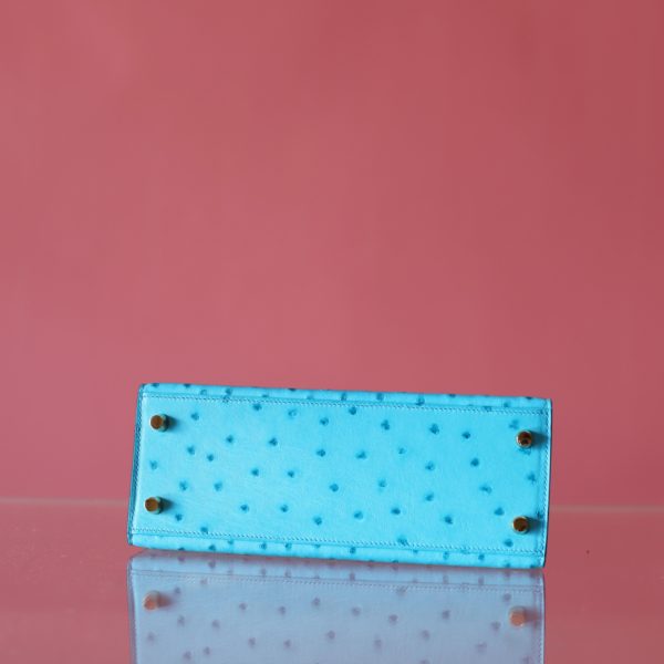 Kelly 25 Crystal Blue Ostrich GHW