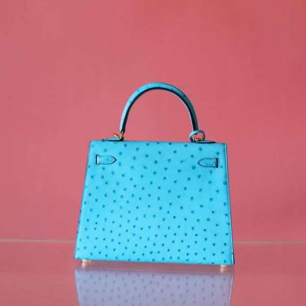 Kelly 25 Crystal Blue Ostrich GHW