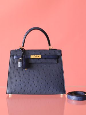Kelly 25 Malta Blue Ostrich GHW