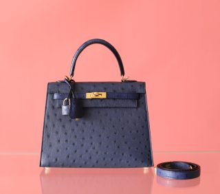 Kelly 25 Malta Blue Ostrich GHW