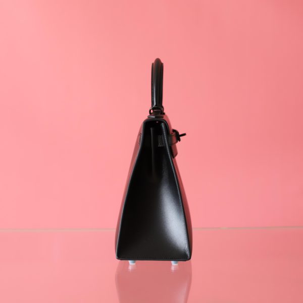 Kelly 28 Black Box Leather Black Hardware