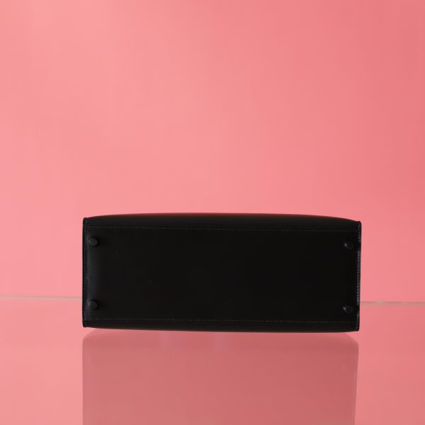 Kelly 28 Black Box Leather Black Hardware