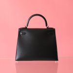Kelly 28 Black Box Leather Black Hardware