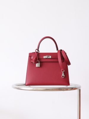 Kelly 25 Rouge Grenat Epsom PHW